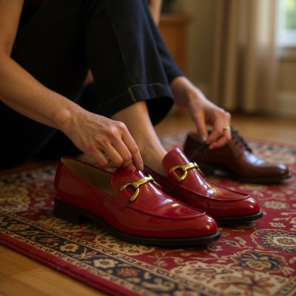 Bibi Lou Zagreb Red Leather Loafers Anthropologie size 10